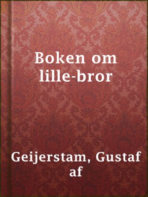 cover image of Boken om lille-bror